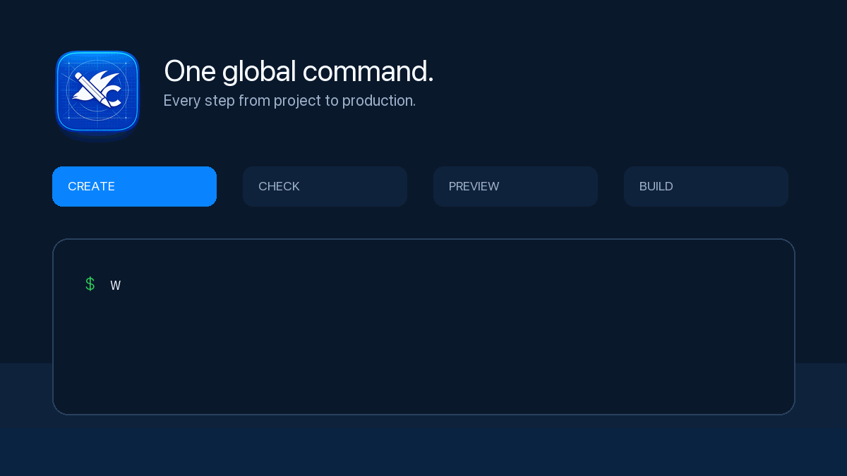 Create, check, and build with WebkitJS