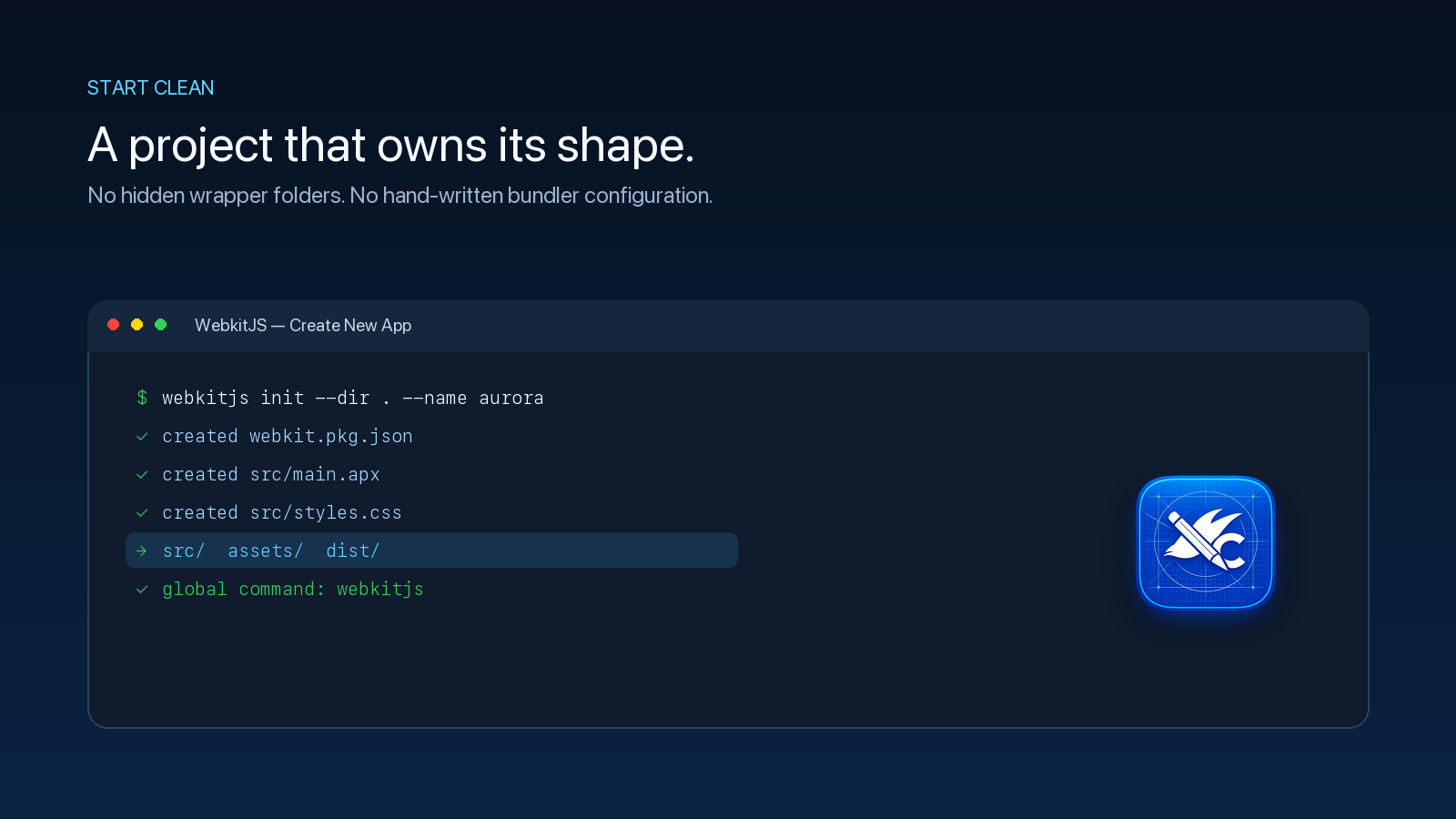 Create a WebkitJS project